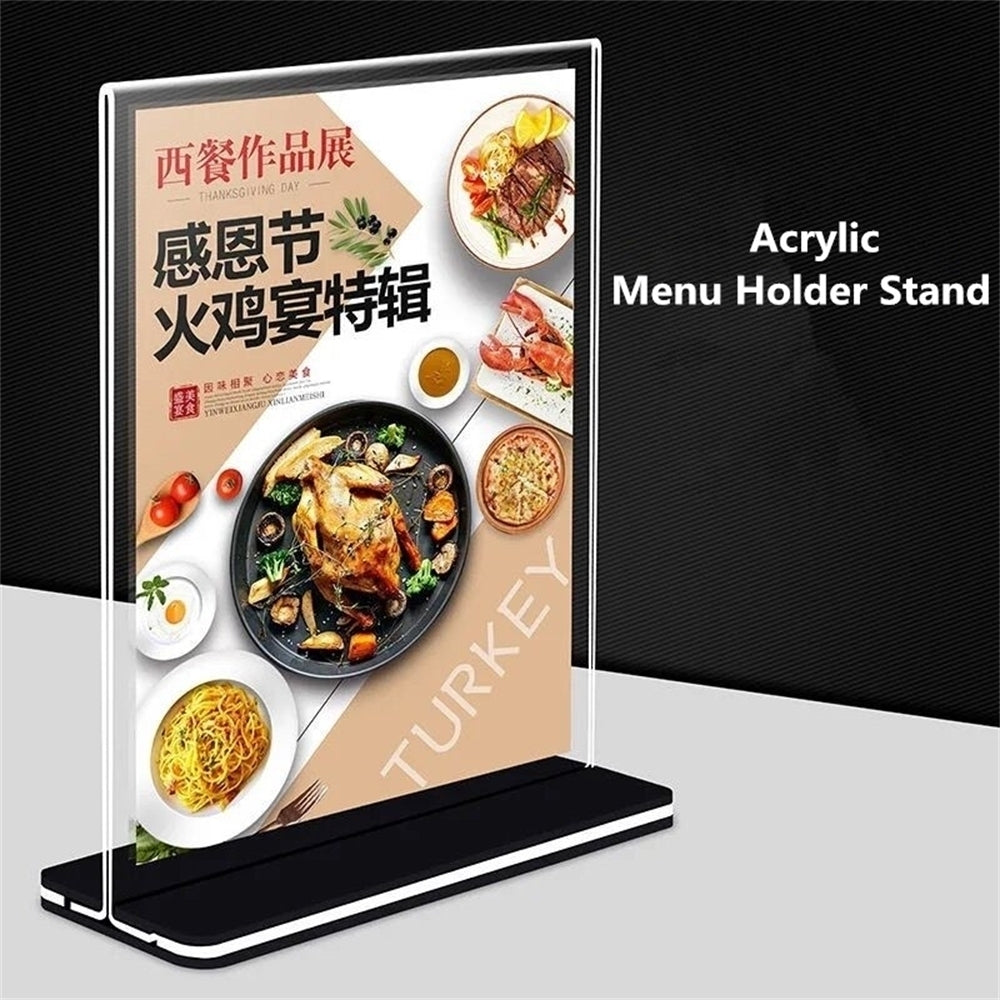 A4 Double Side T Shape Acrylic Sign Holder Display Stand