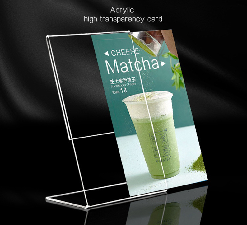 Premium Clear Acrylic Menu & Sign Display Stand 4x6 Inch for Office and Restaurant