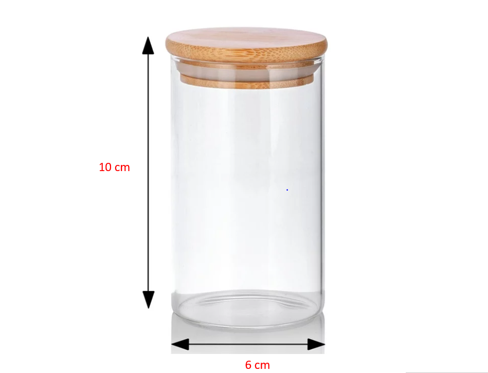 Borosilicate Suction Glass Jar with Wooden Lid for Food Storage
