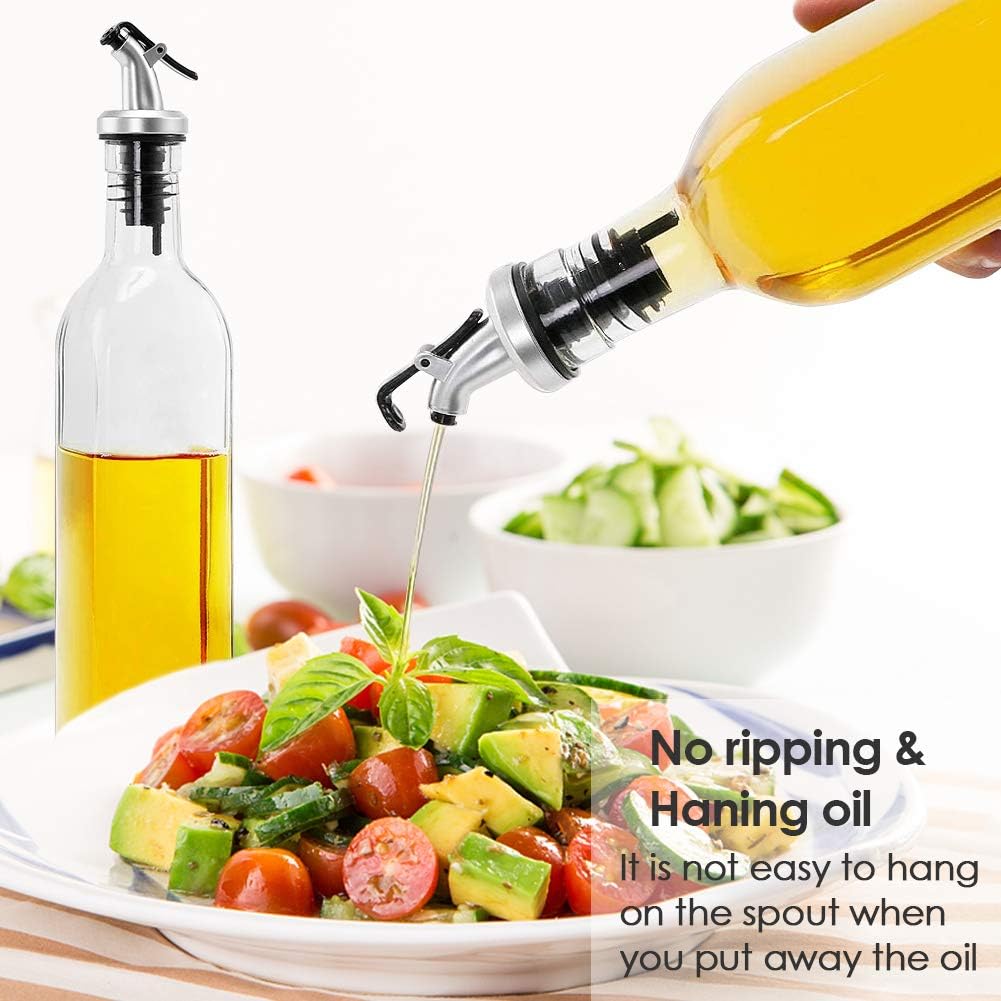 Tall Glass Dispenser Bottle for Oil, Vinegar and Condiments