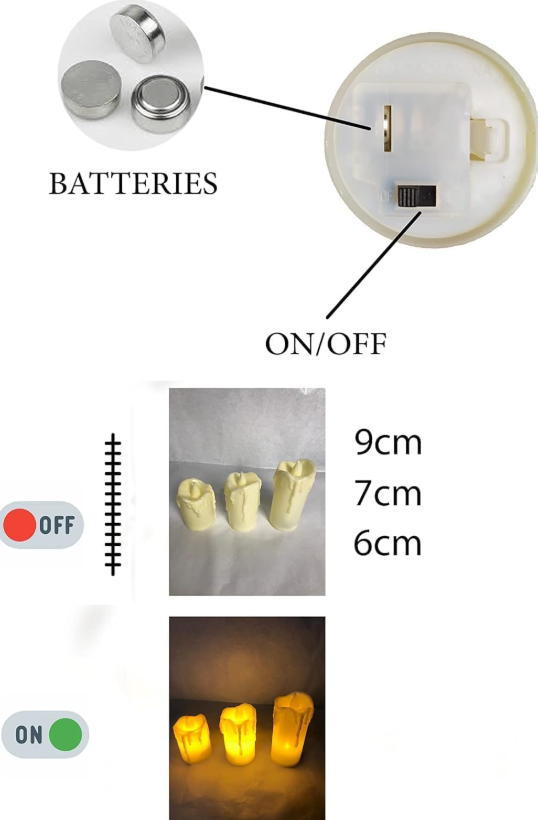 LED Light Up Candles - Set of 3