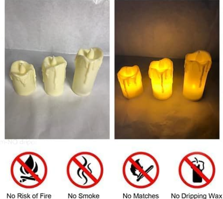LED Light Up Candles - Set of 3