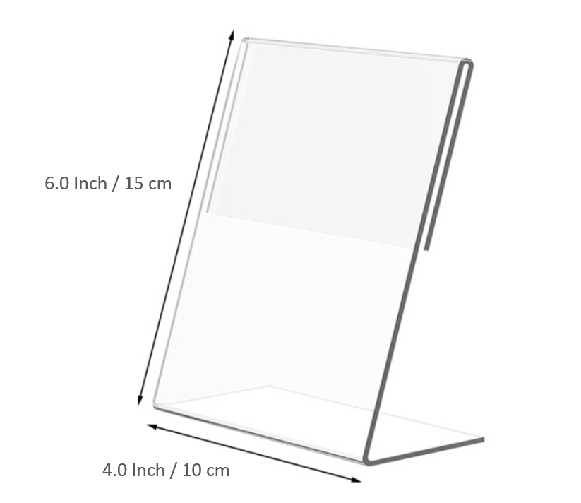 Premium Clear Acrylic Menu & Sign Display Stand 4x6 Inch for Office and Restaurant