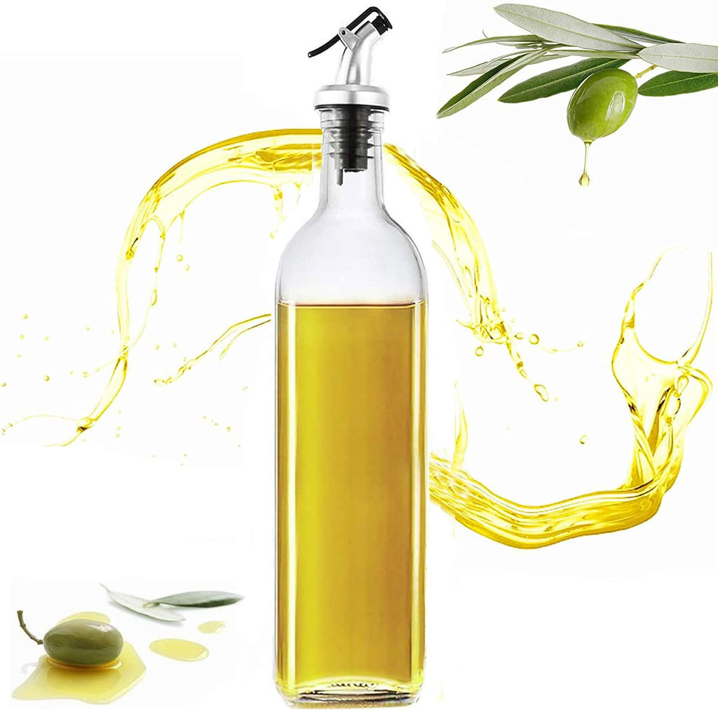 Tall Glass Dispenser Bottle for Oil, Vinegar and Condiments