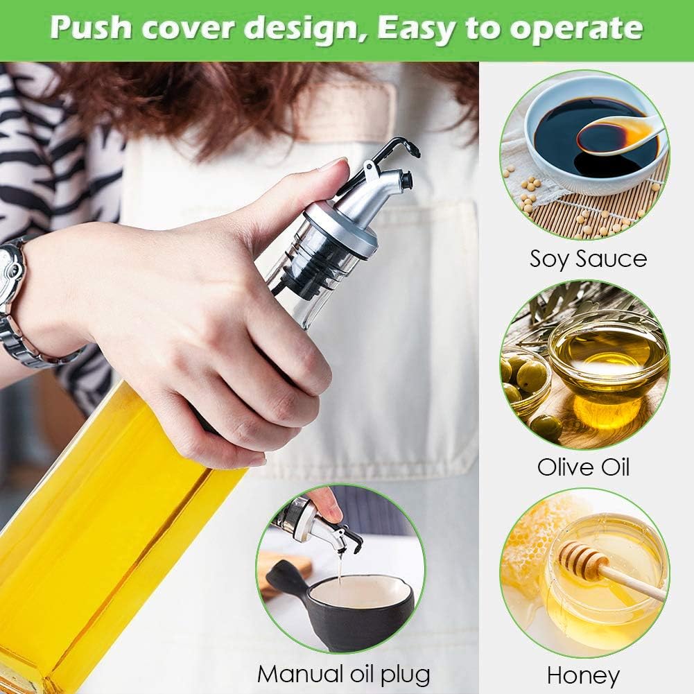 Tall Glass Dispenser Bottle for Oil, Vinegar and Condiments