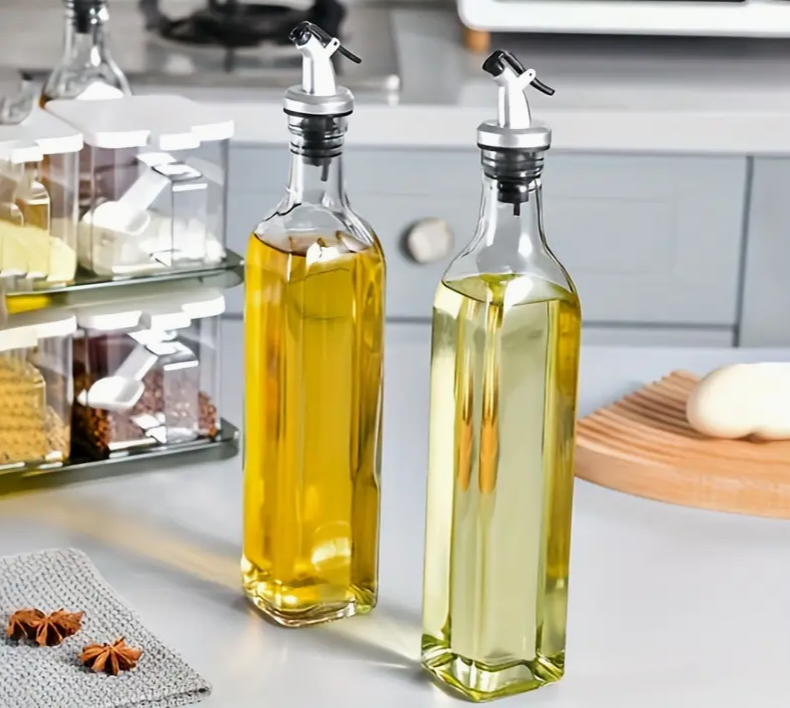 Tall Glass Dispenser Bottle for Oil, Vinegar and Condiments