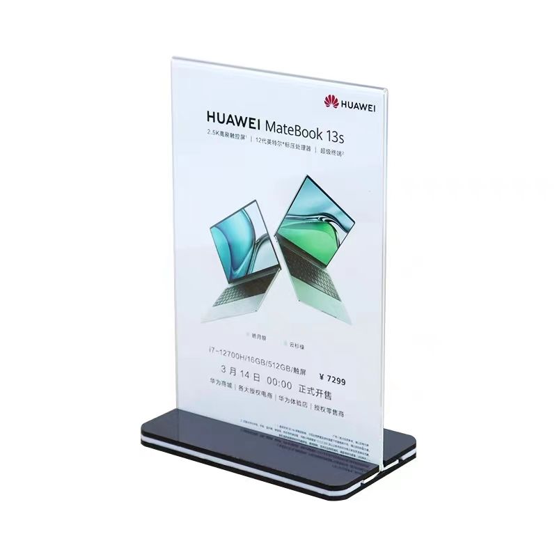A4 Double Side T Shape Acrylic Sign Holder Display Stand