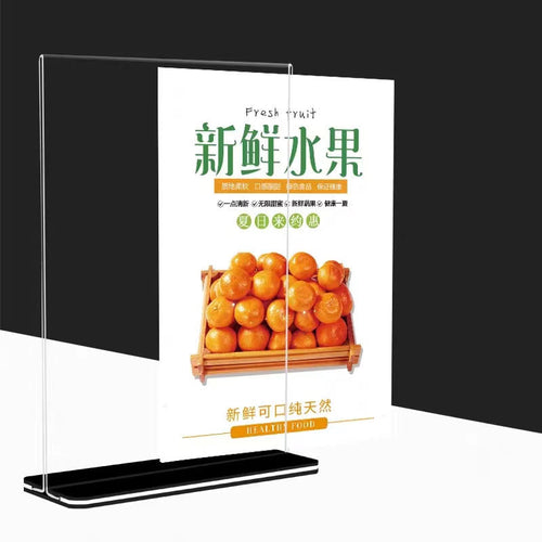 A4 Double Side T Shape Acrylic Sign Holder Display Stand