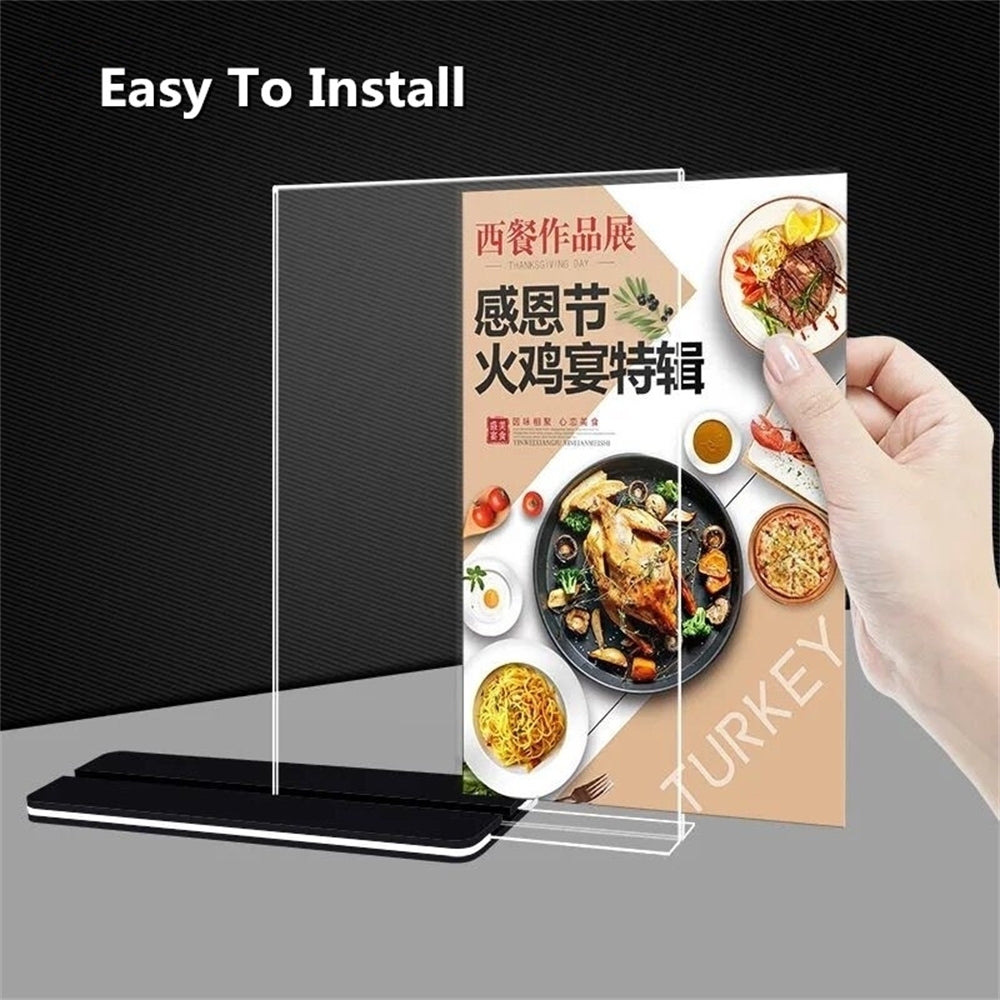 A4 Double Side T Shape Acrylic Sign Holder Display Stand