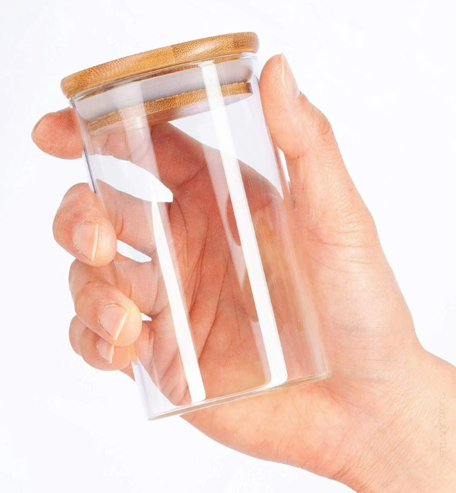 Borosilicate Suction Glass Jar with Wooden Lid for Food Storage